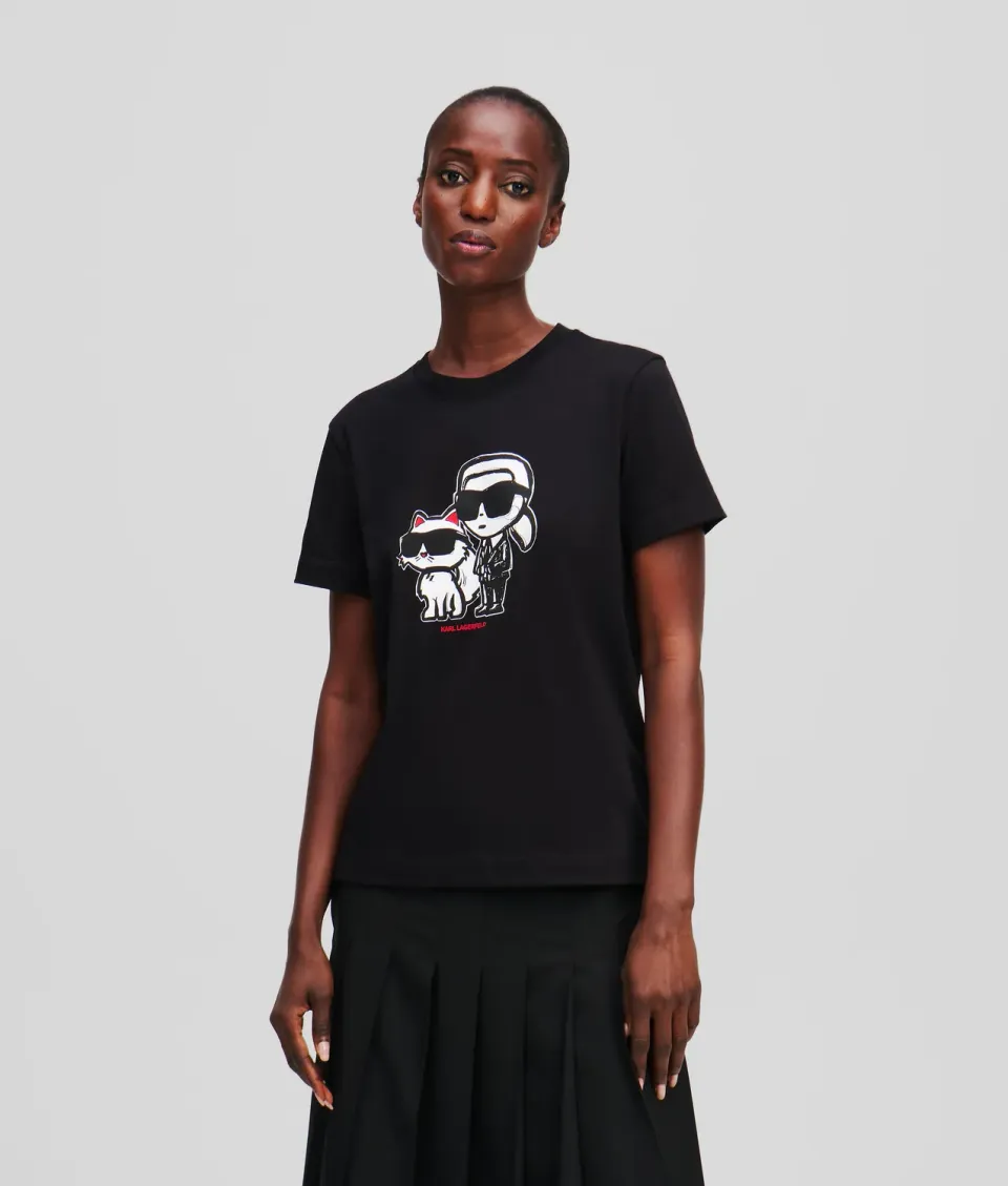 Karl Lagerfeld Ikon Karl & Choupette T-Shirt Bio-Baumwolle