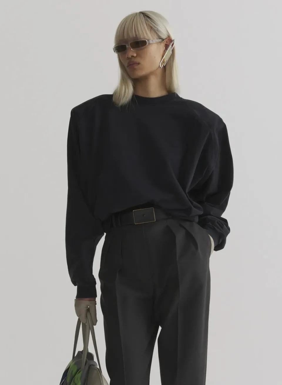 Mugler Bat Langarm T-Shirt Oversize schwarz