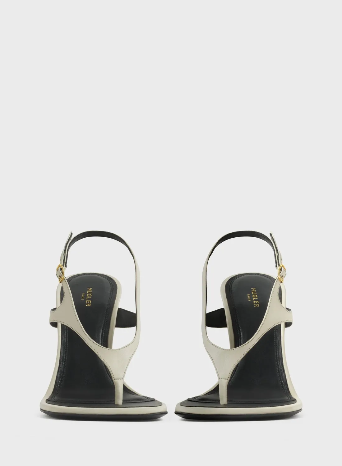 Mugler Milk Thong Sandalen 105 Weiß Leder