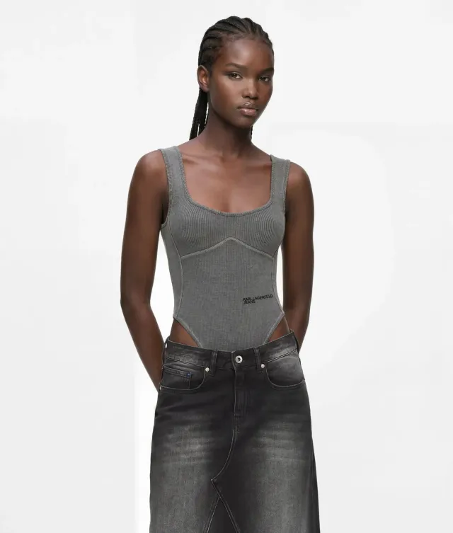 Karl Lagerfeld Jeans Washed Bodysuit Body gerippt
