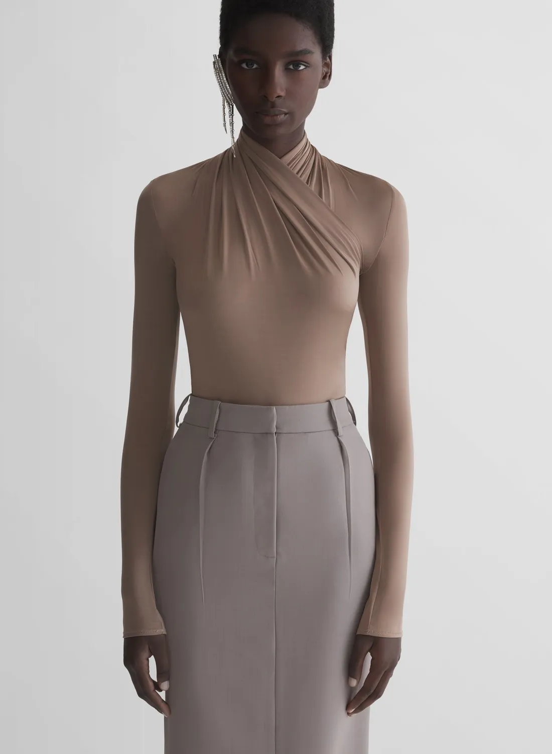 Mugler Scarf Bodysuit Body Jersey schwarz