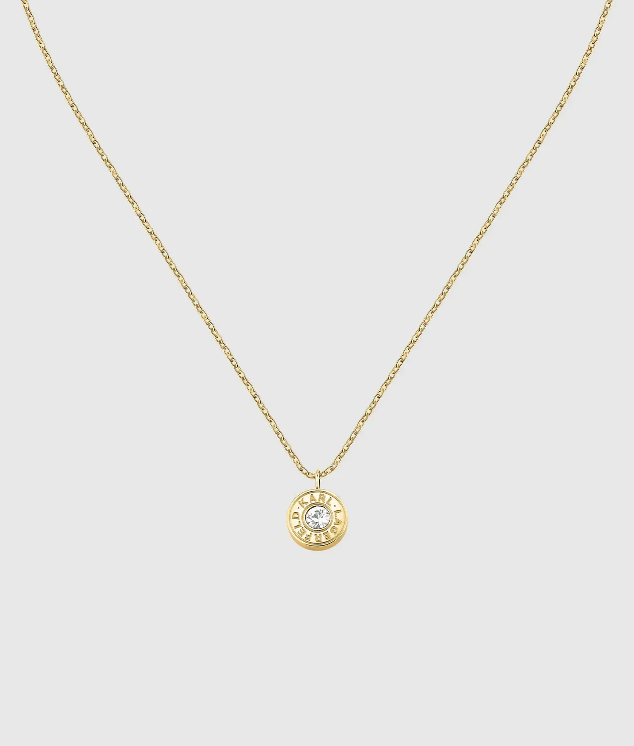 Karl Lagerfeld Kreis Logo Halskette Gold Kristall