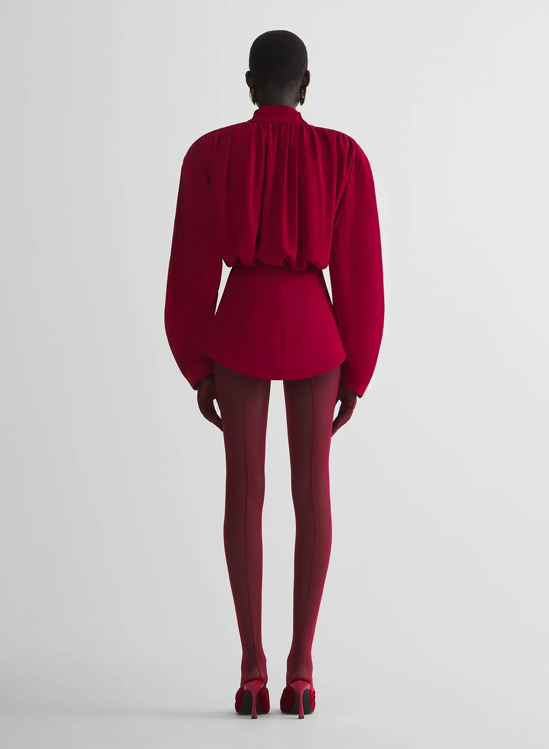 Mugler Hiver Russe Blouse Bluse Rot drapiert