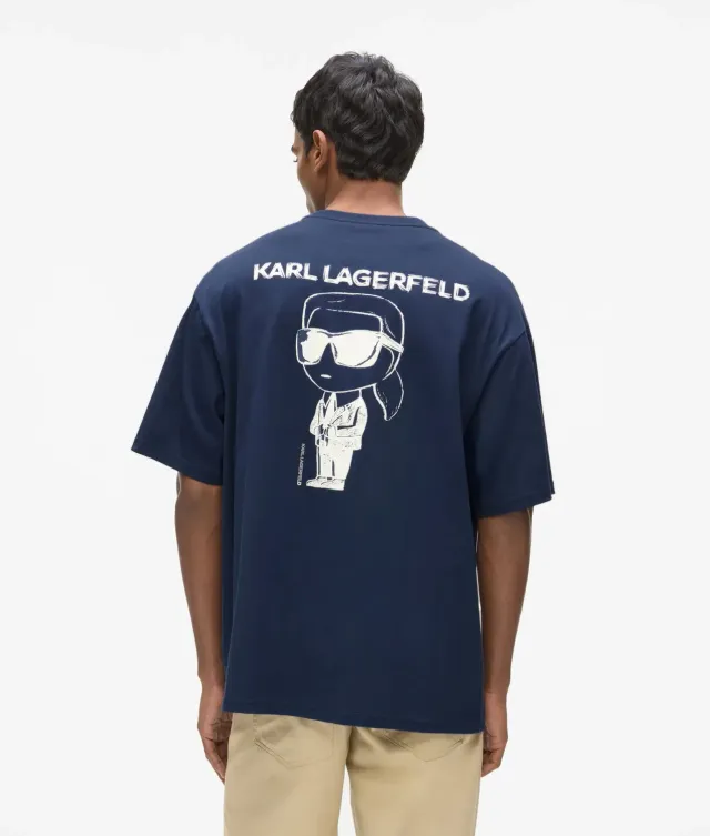 Karl Lagerfeld Ikon T-Shirt Print Baumwolle Brustlogo