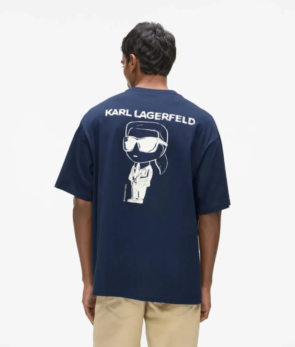 Karl Lagerfeld Ikon T-Shirt Print Baumwolle Brustlogo