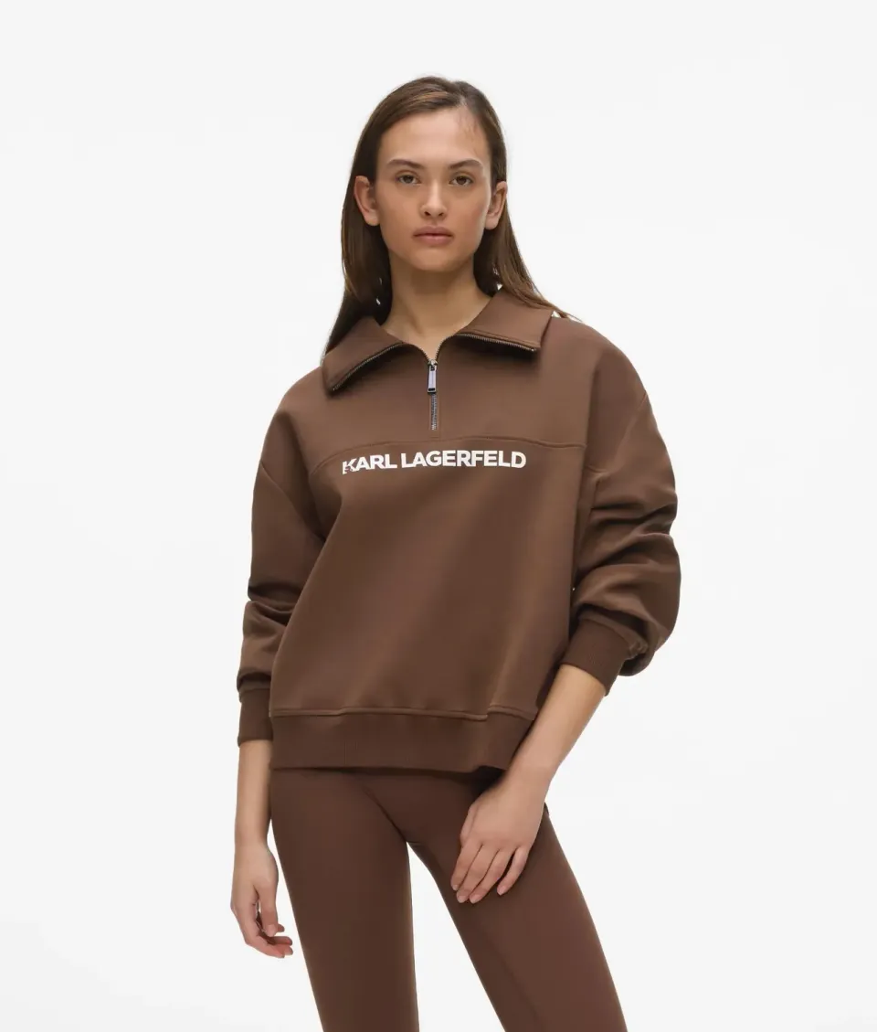 Karl Lagerfeld Logo Half-Zip Sweatshirt Baumwolle