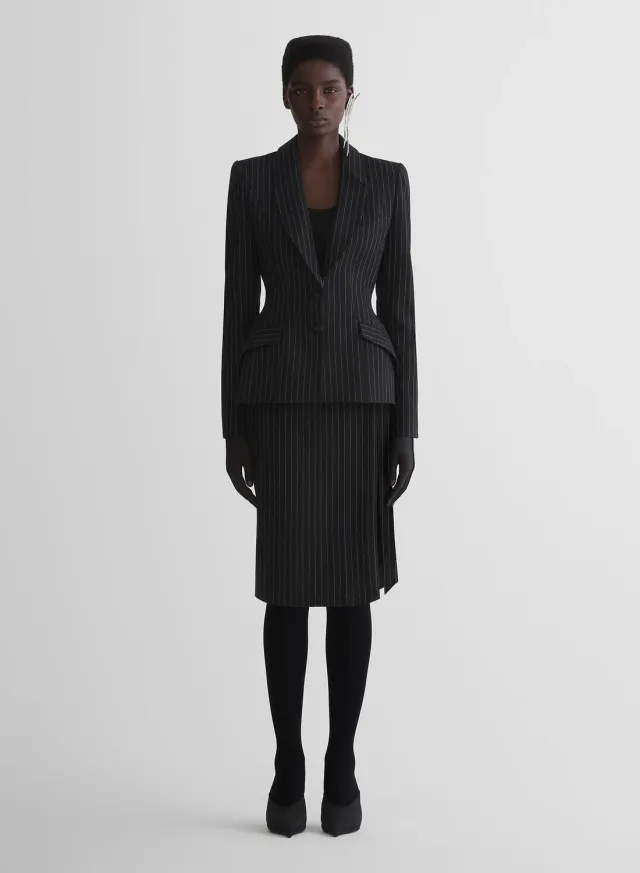 Mugler Re/Edit Lingerie Bleistiftrock Nadelstreifen