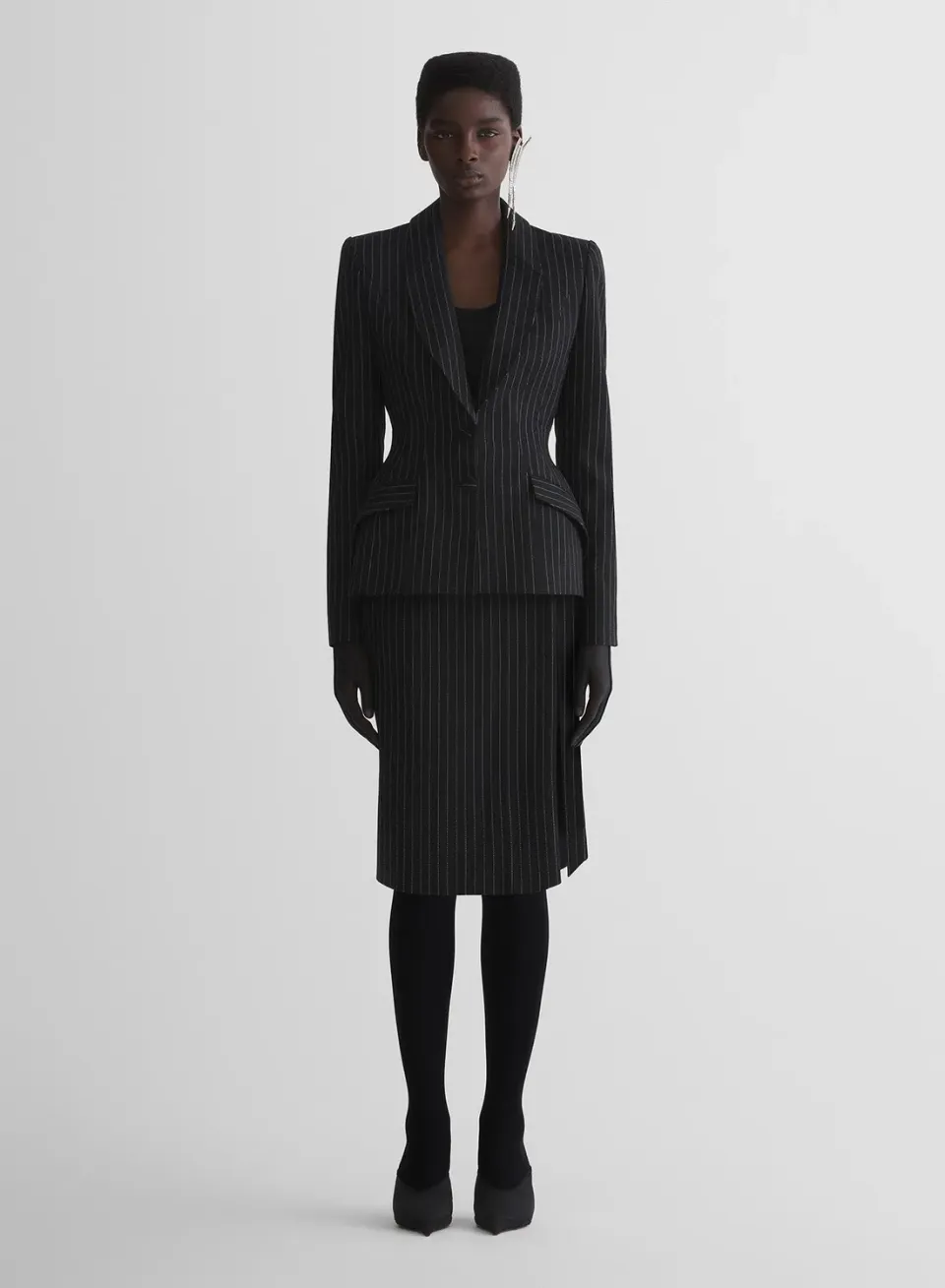 Mugler Re/Edit Lingerie Bleistiftrock Nadelstreifen