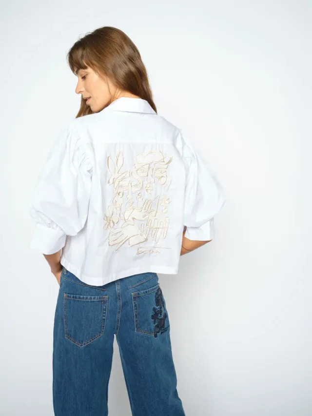 Mos Mosh MMAdjao Bernat Shirt Weiß XS-XL Stickerei