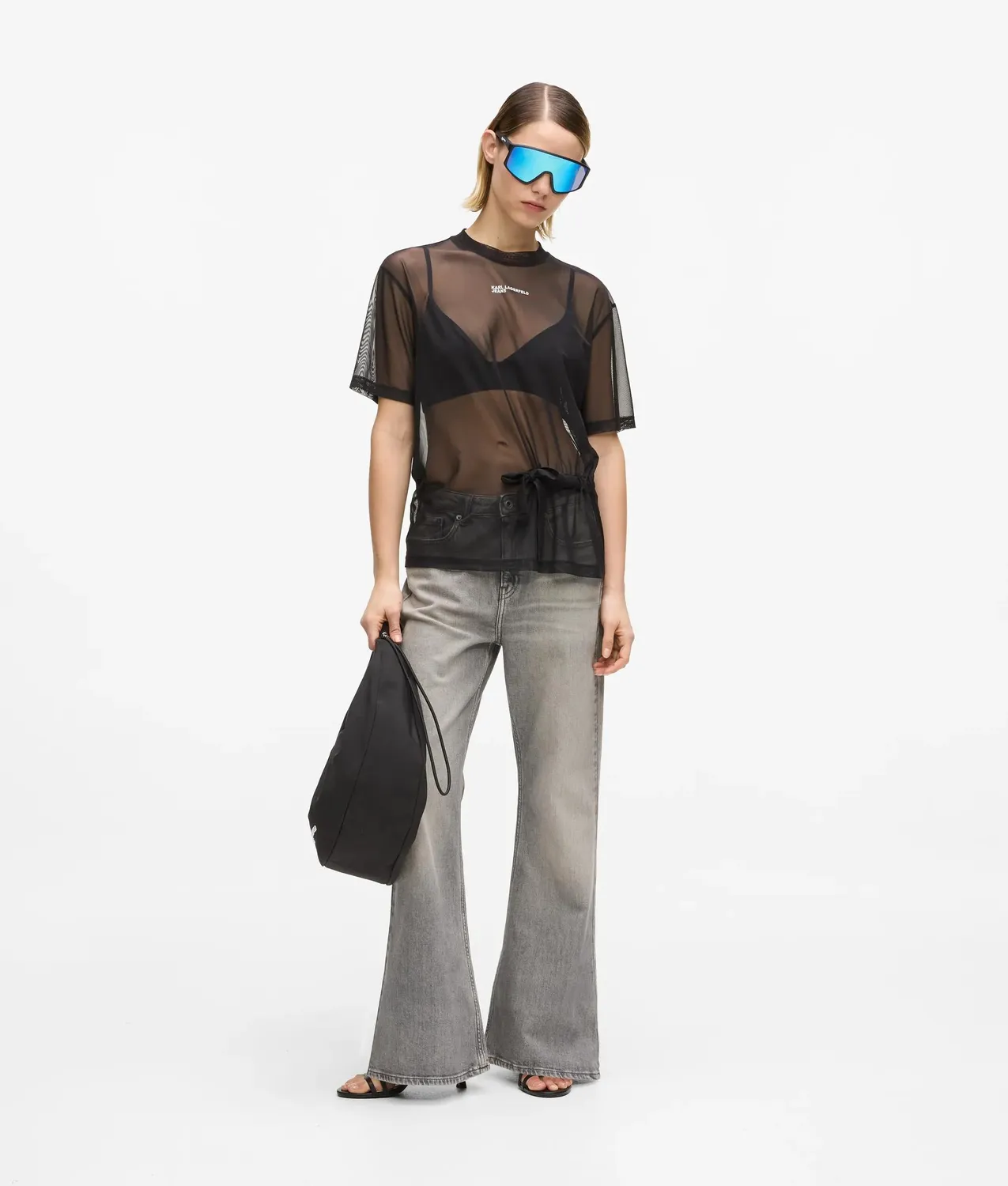 Karl Lagerfeld KL Jeans Mesh T-Shirt Damen schwarz