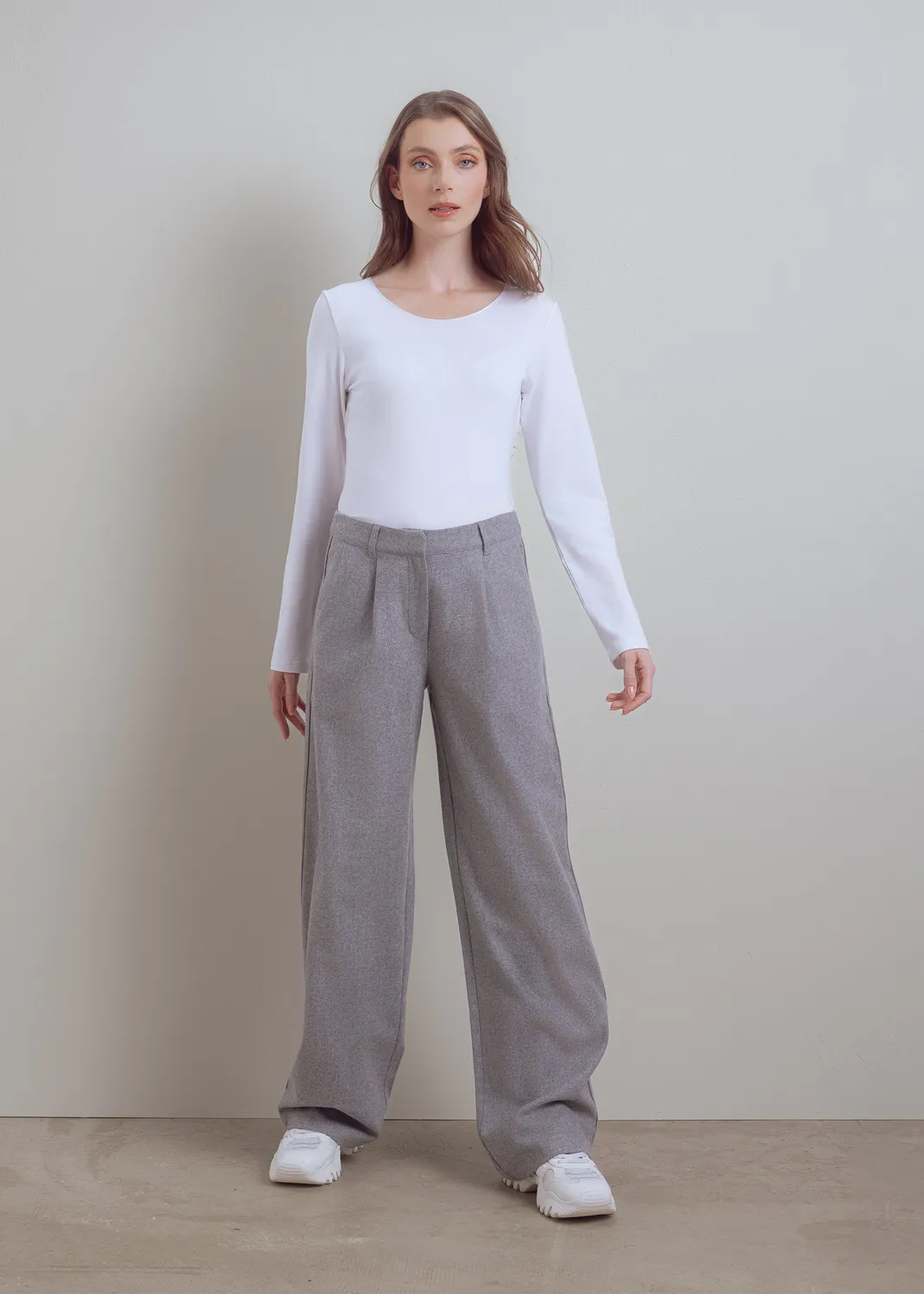 Senatex Bundfaltenhose Hose Silver Wolle weit Gr.34