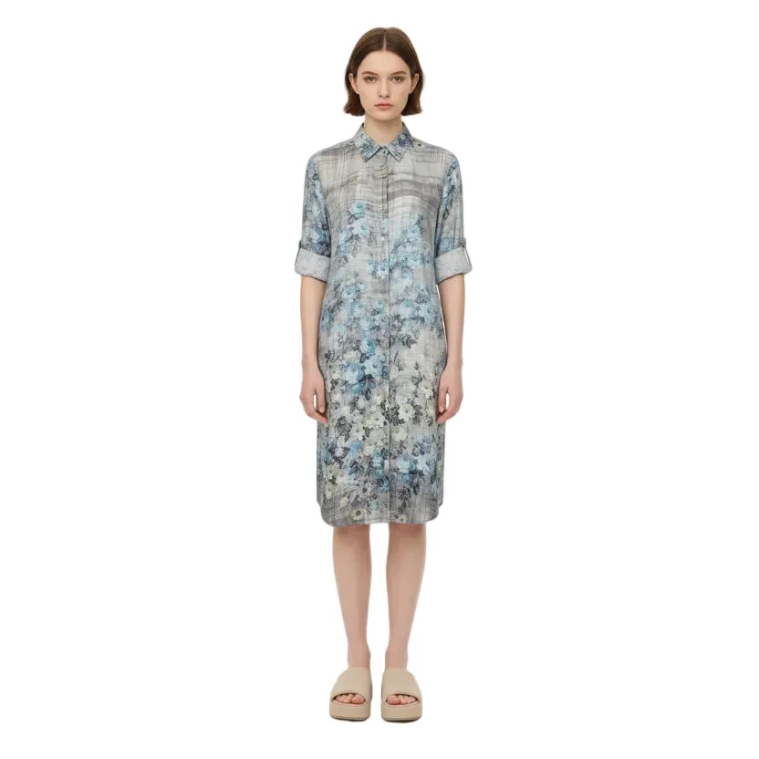 Gloriette Blue Flower Midikleid Viskose 3/4-Arm