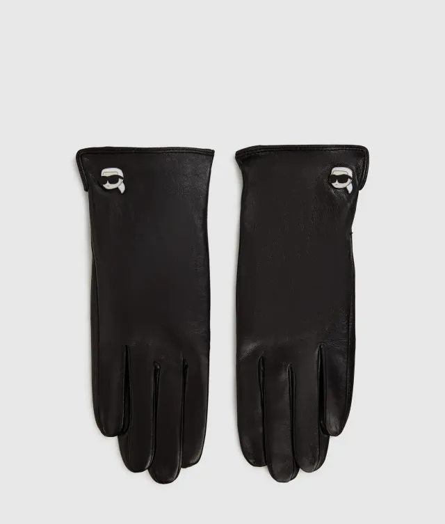 Karl Lagerfeld Ikon Leder-Handschuhe schwarz S-L