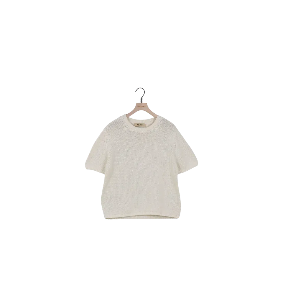 Mos Mosh MMArin Cotton Knit Pullover Ecru M Kurzarm