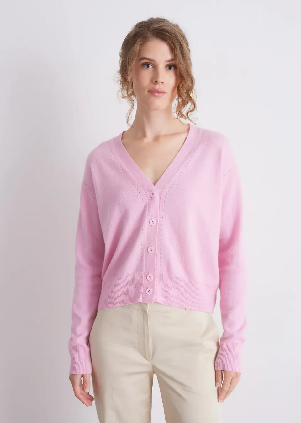 Senatex Strickcardigan Wolle V-Ausschnitt Cardigan Candy