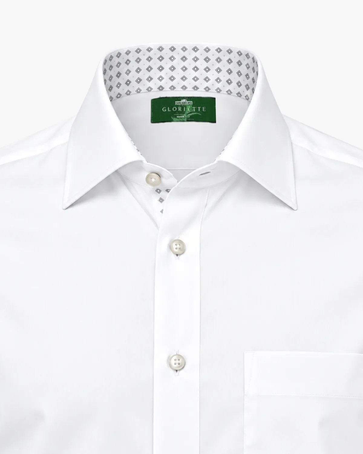 Gloriette Trachtenhemd Weiß Rauten Fashion Fit Baumwolle