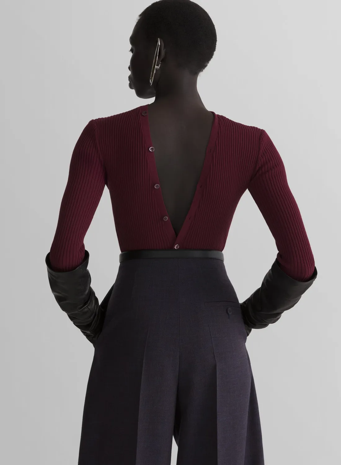 Mugler Knit Buttoned Bodyshort Bordeaux Body