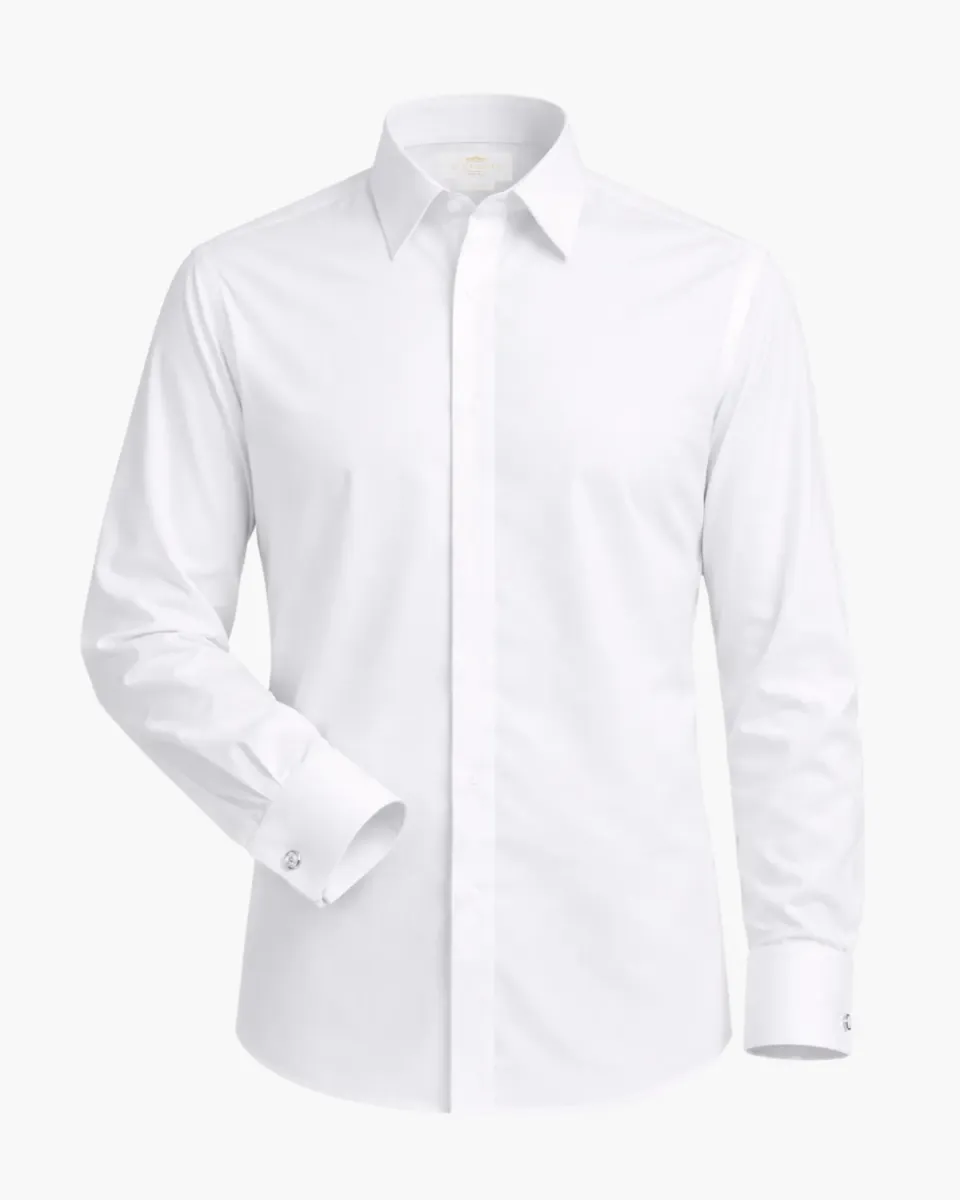 Gloriette Smokinghemd Fashion Fit D-Manschette Hemd Weiß