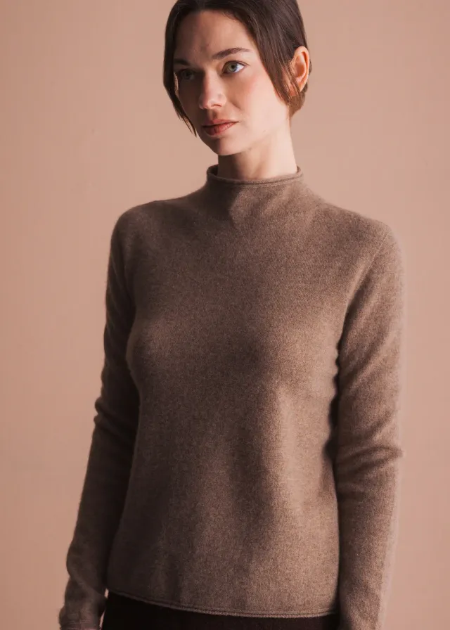 Senatex Stehkragen Pullover Kaschmir Hazelnut