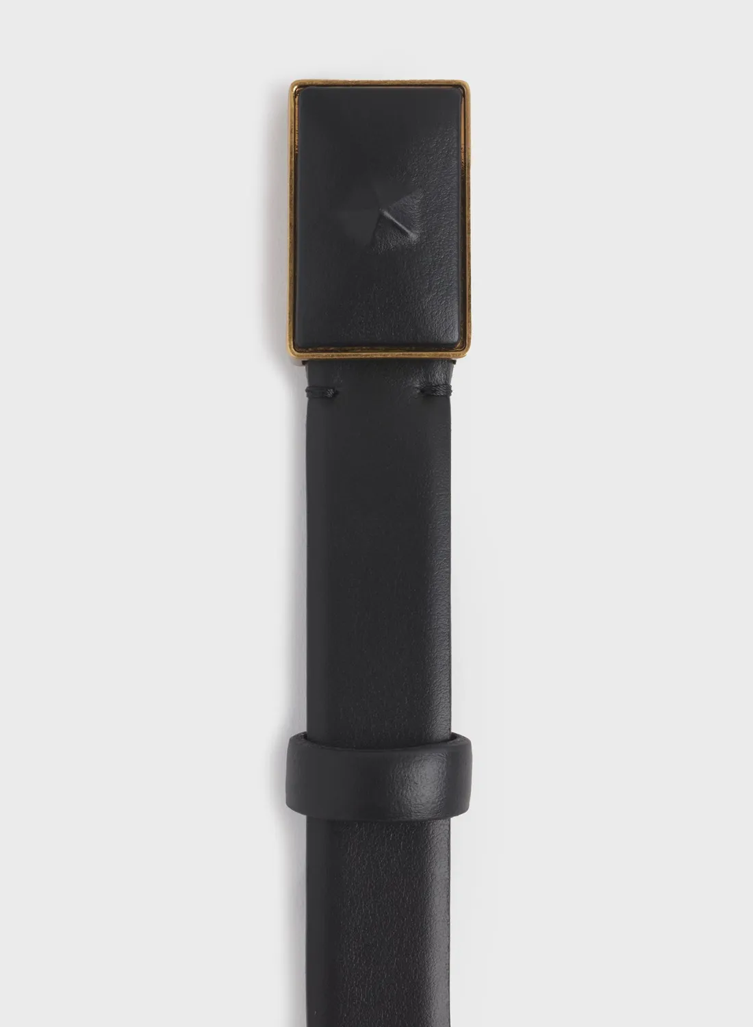 Mugler Star Buckle Gürtel Leder Schwarz Gold 41mm