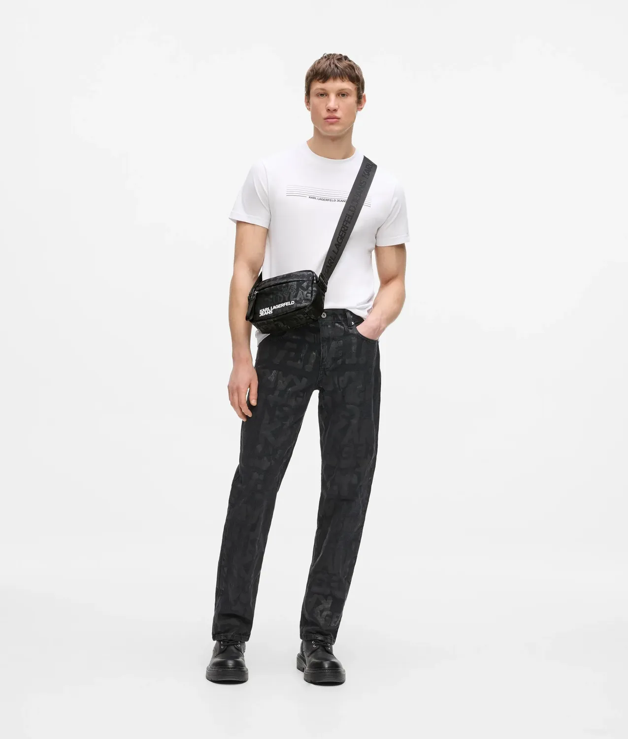 Karl Lagerfeld KL Jeans Nylon Camera Bag Herren schwarz