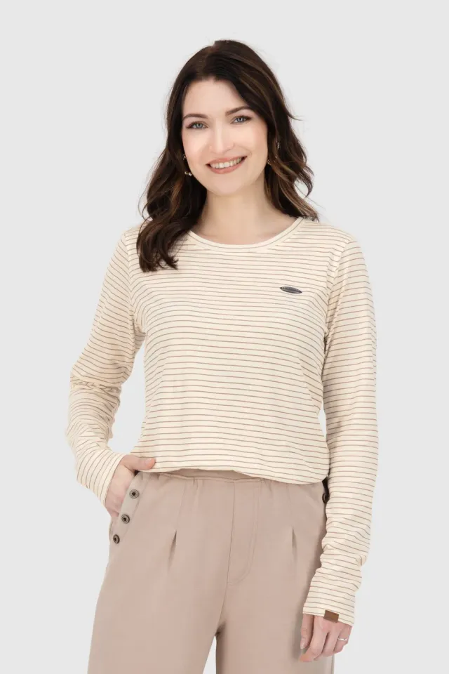 Alife & Kickin LeaAK Z Longsleeve Beige gestreift Baumwolle
