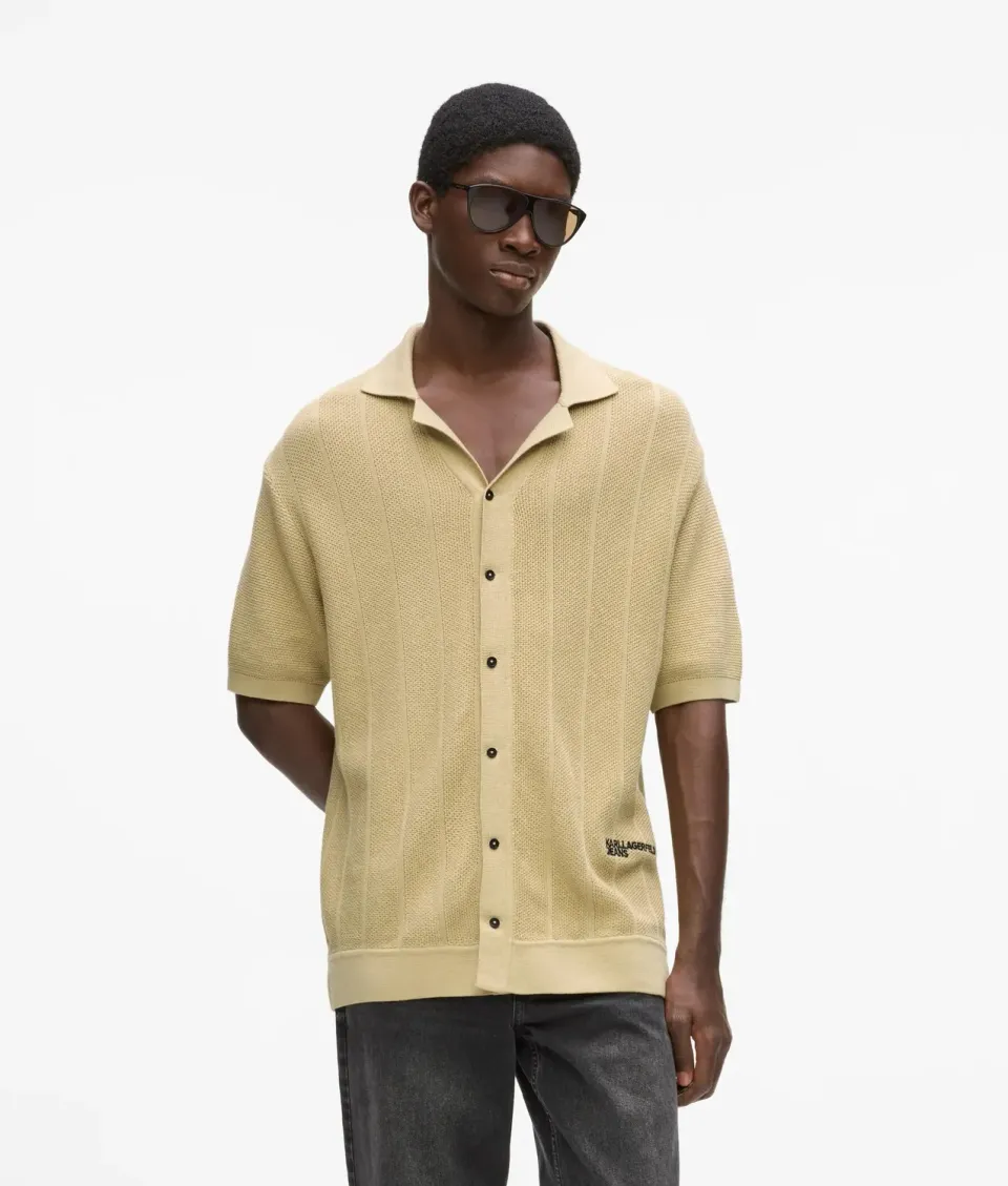Karl Lagerfeld KL Jeans Strick-Polo Kurzarm Knopfleiste