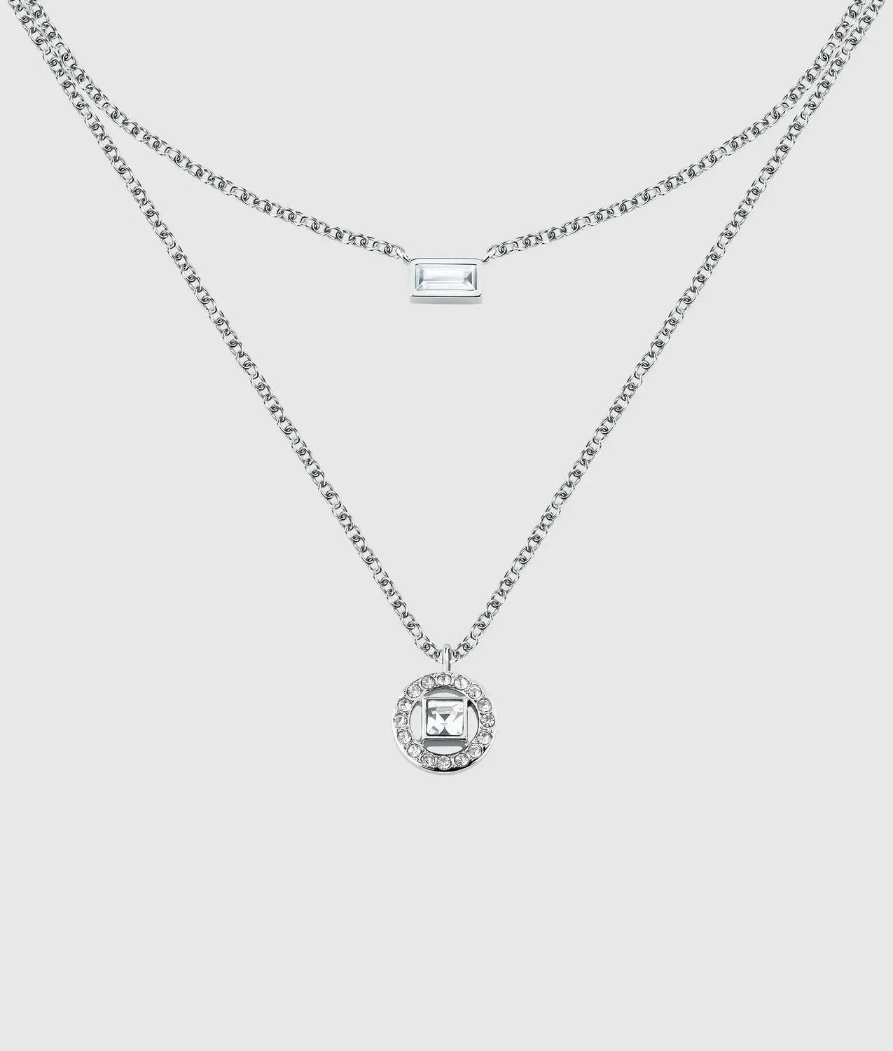 Karl Lagerfeld Double Chain Charm Halskette Kristall