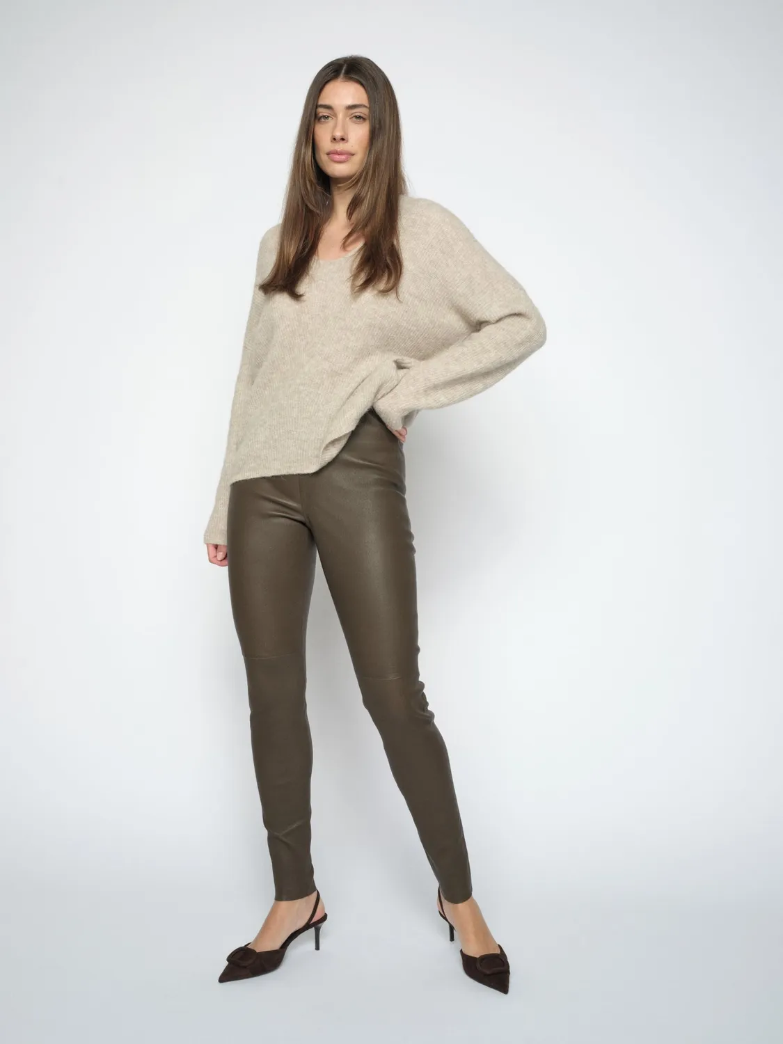 Mos Mosh MMLucia Lederleggings Schwarz Lammleder