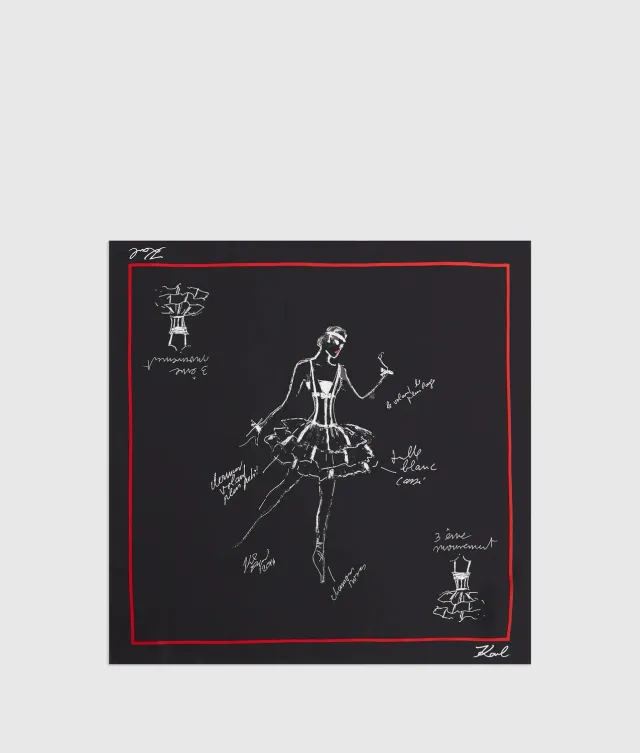 Karl Lagerfeld K/Ballet Seidenschal Seide Ballett Print