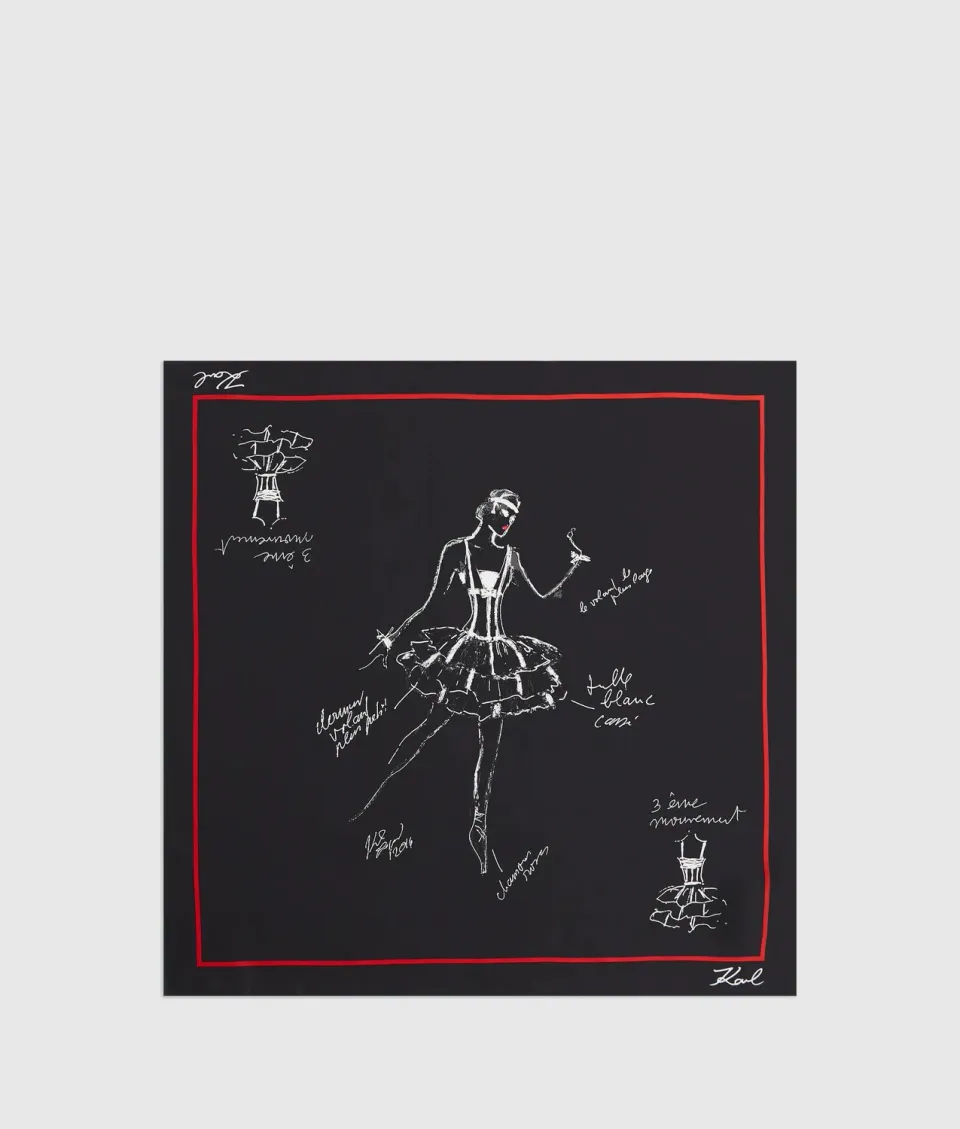 Karl Lagerfeld K/Ballet Seidenschal Seide Ballett Print