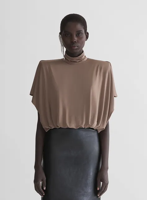 Mugler Draped Power Bodysuit schwarz Jersey