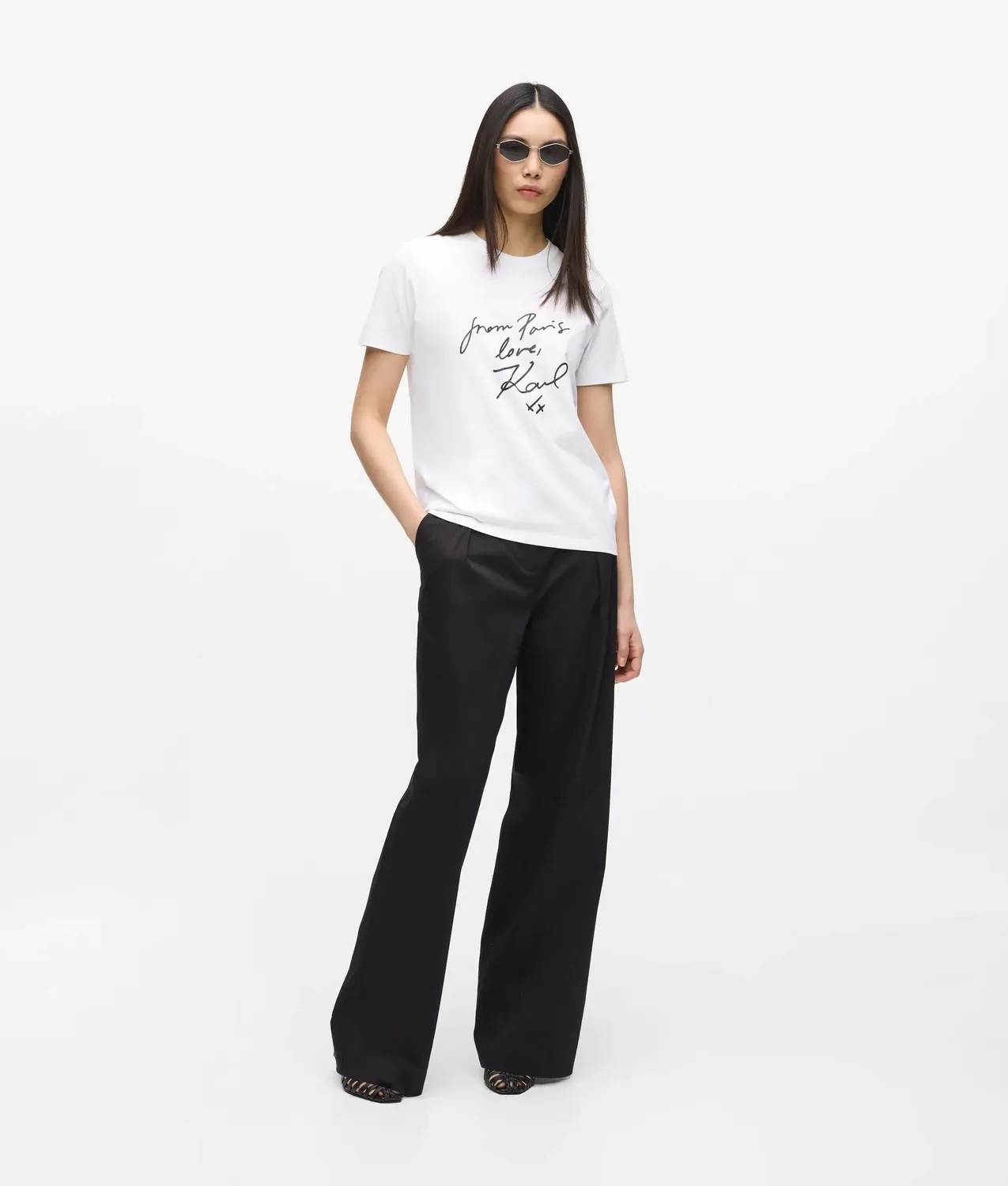 Karl Lagerfeld With Love T-Shirt Bio-Baumwolle Crew-Neck