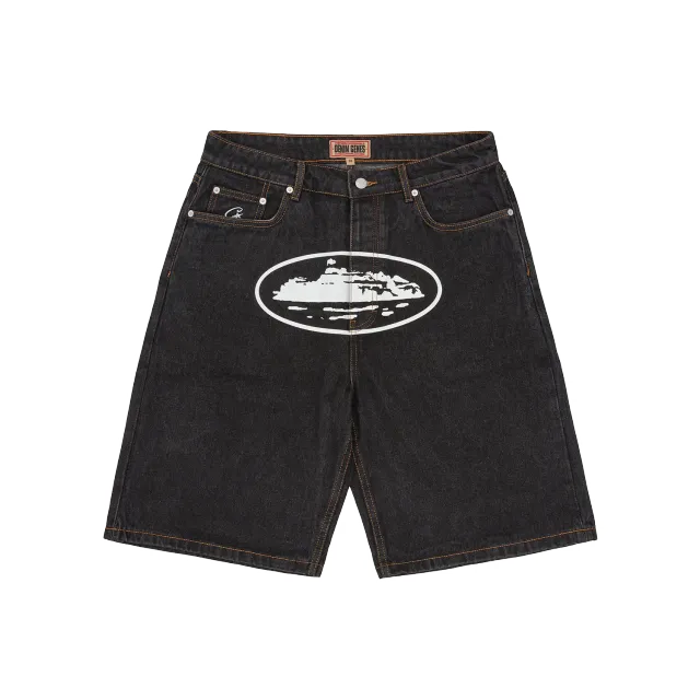 Corteiz Island Denim Shorts Washed Black gerade