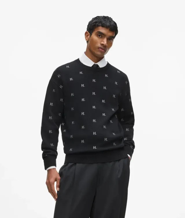 Karl Lagerfeld Monogram Strickpullover Kontrastmuster