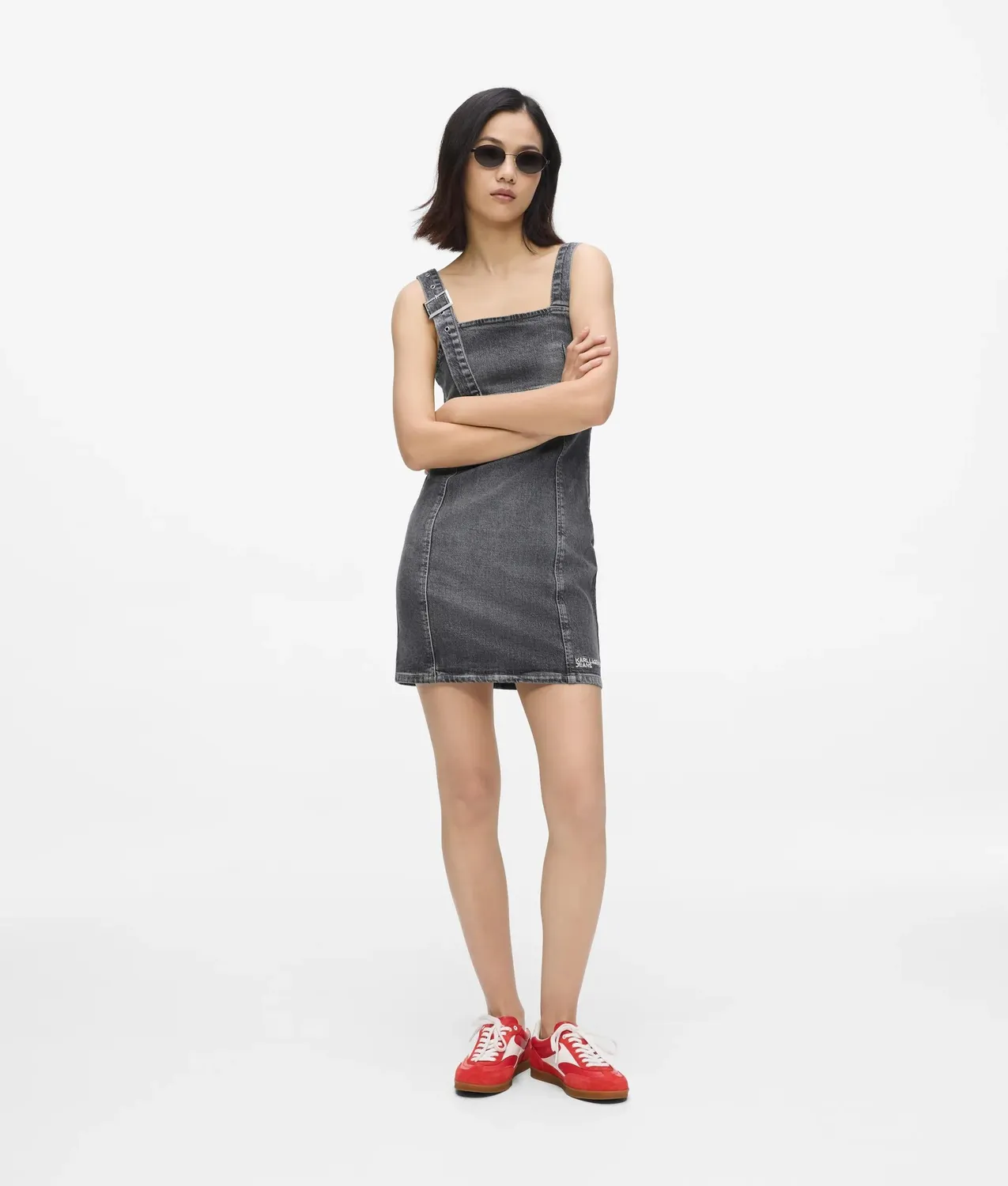 Karl Lagerfeld KL Jeans Denimkleid Damen blau Gürtel