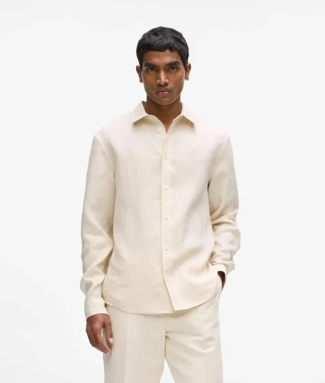 Karl Lagerfeld Monogram Leinenhemd Herren Langarm