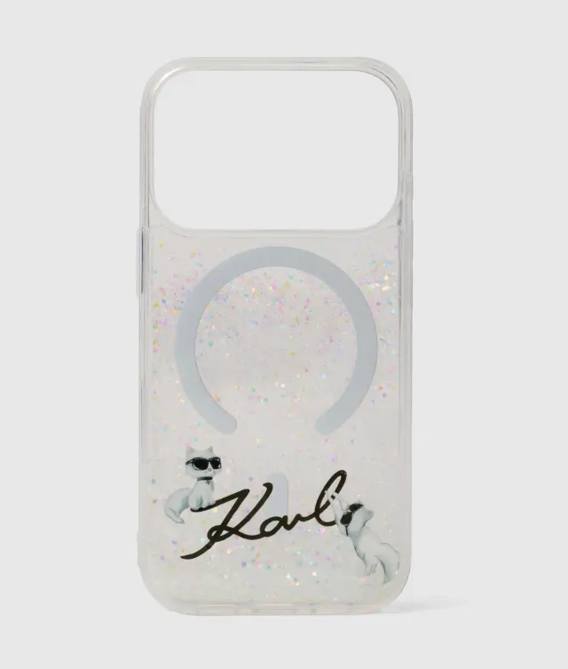 Karl Lagerfeld Ikon Choupette Glitter iPhone 17 Pro Hülle