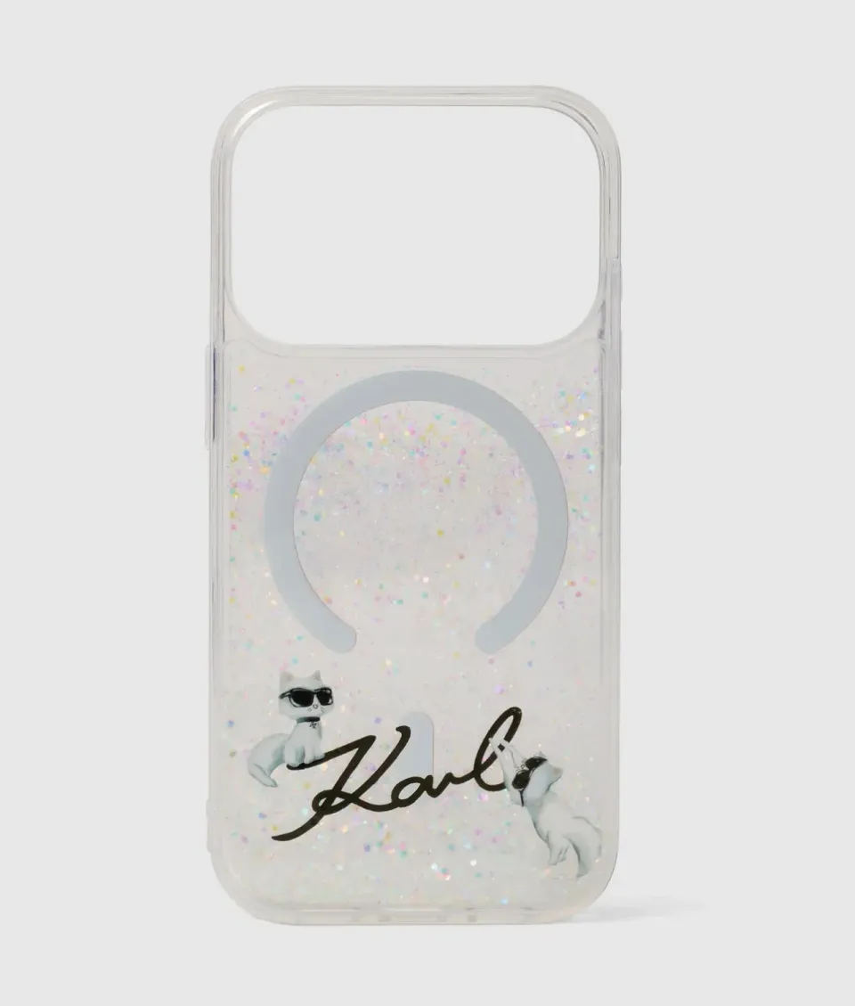 Karl Lagerfeld Ikon Choupette Glitter iPhone 17 Pro Hülle