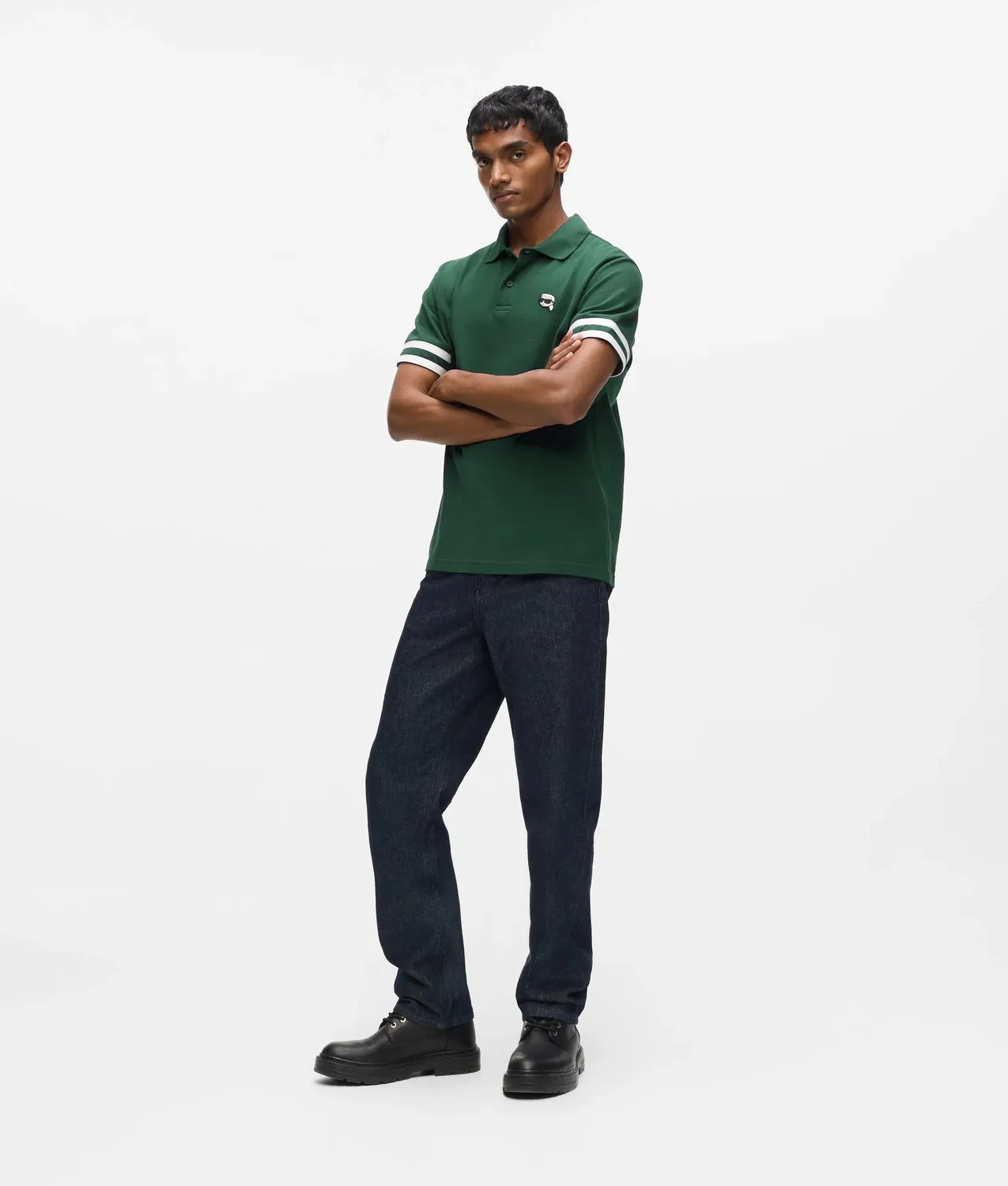 Karl Lagerfeld Ikon Polo Streifenärmel dunkelblau