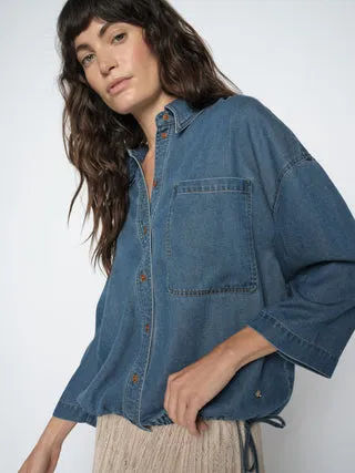 Mos Mosh MMTessa Lich Hemdbluse Denim Relaxed 3/4-Arm