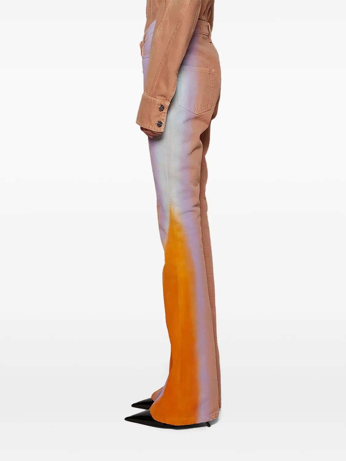 Mugler Gradient Flared Jeans blau Verlauf