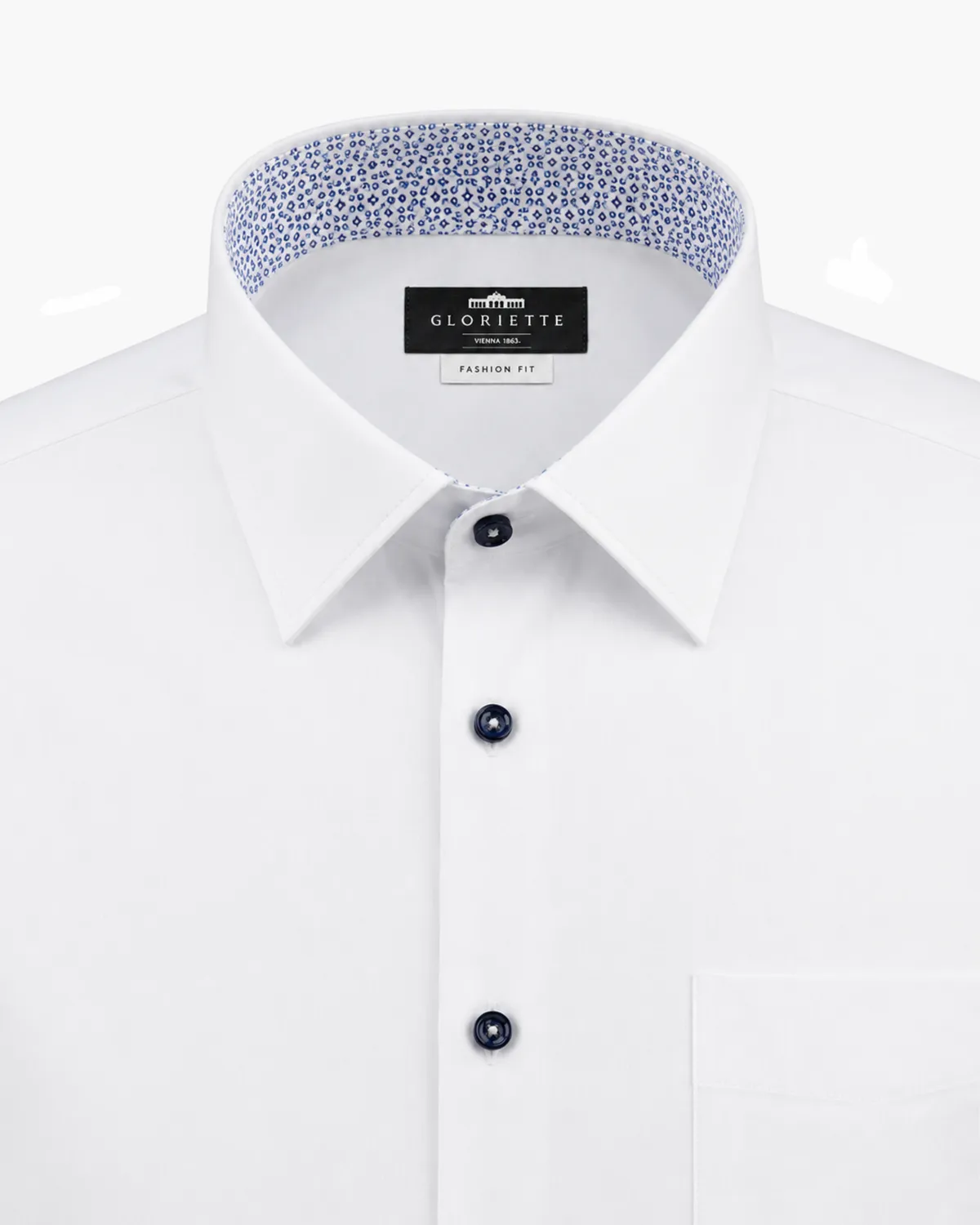 Gloriette Windsor Akzentknopf Hemd Weiß Fashion Fit Baumwolle