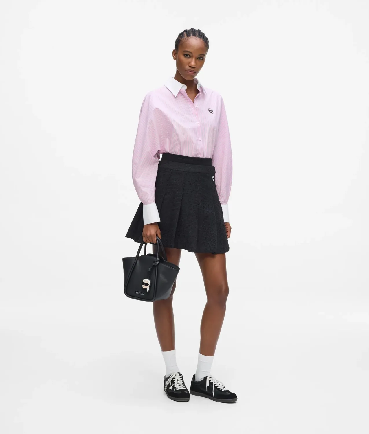 Karl Lagerfeld Ikon Streifen-Bluse Kontrastkragen
