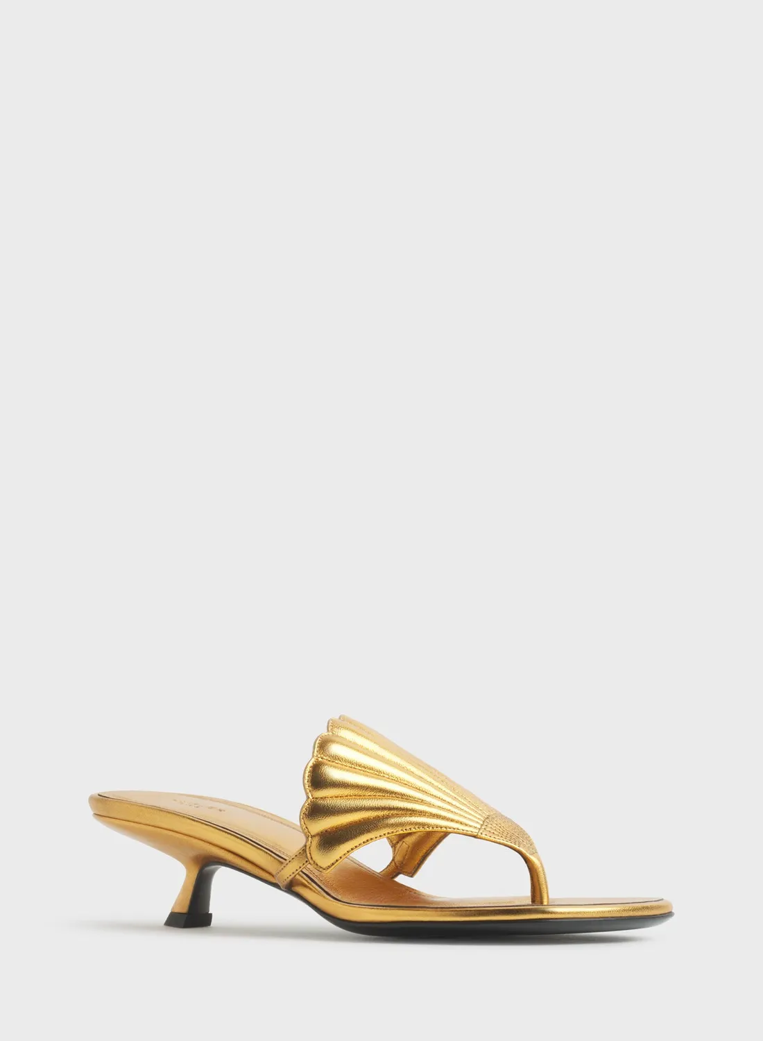 Mugler Gold Shell Mule 45 Mules Gold Lammleder