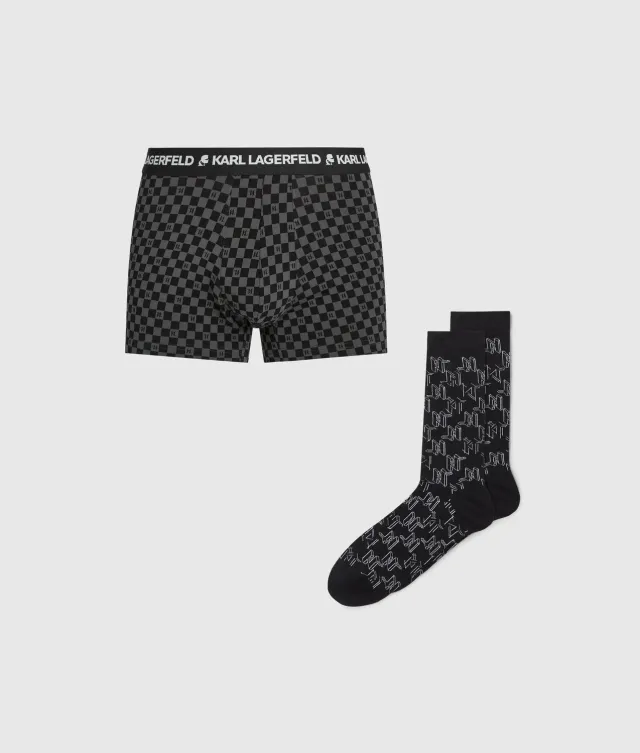 Karl Lagerfeld Monogram Trunks Socken Geschenkset Baumwolle