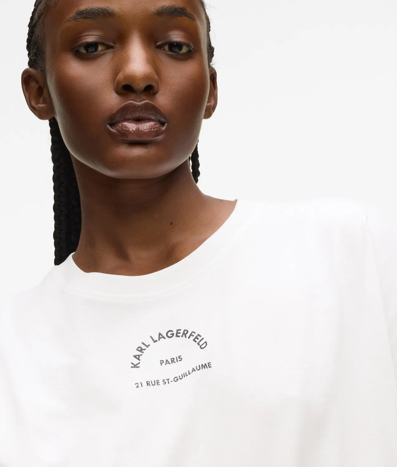 Karl Lagerfeld Rue St-Guillaume T-Shirt Bio-Baumwolle Glitzer