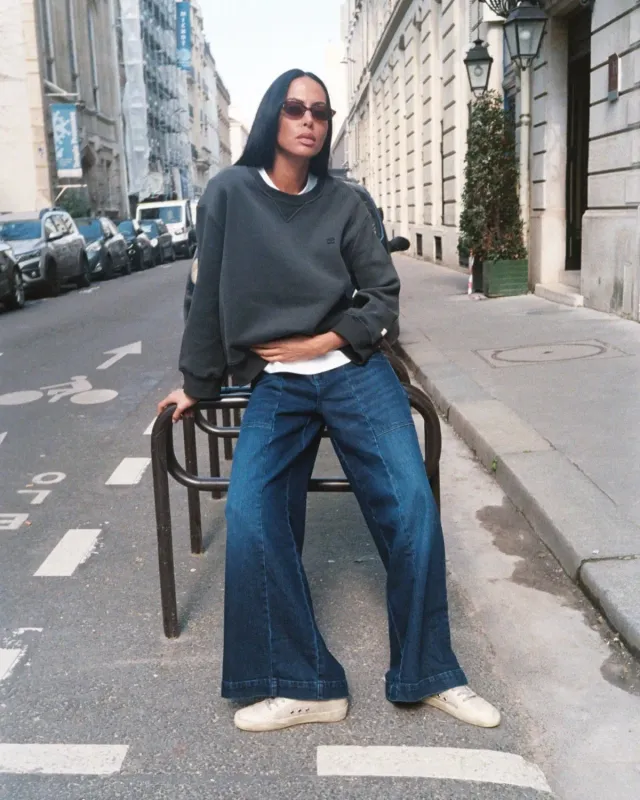 Mos Mosh Fair Scate Jeans Mid Blue Wide Leg