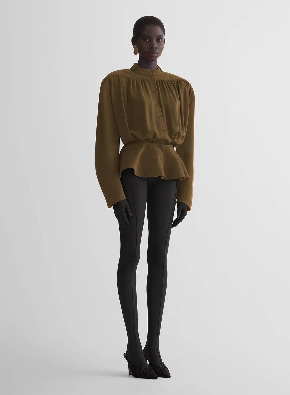 Mugler Re/Edit Hiver Russe Bluse khaki Crepe