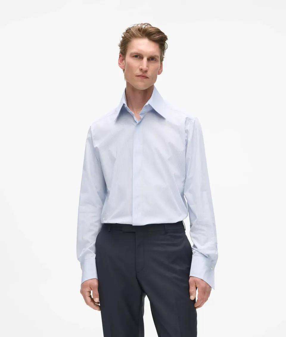 Karl Lagerfeld Modern-Fit Hemd Stehkragen-Hemd Baumwolle weiß